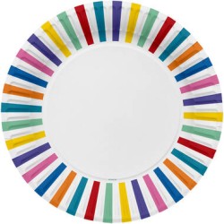 8 ASSIETTES STRIPES MULTICOLORES  23 CM 