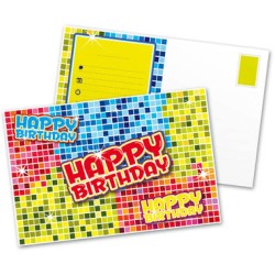 6 INVITATIONS ANNIVERSAIRE MULTICOLORES HAPPY BIRTHDAY