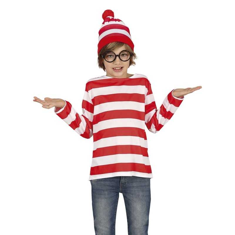 DEGUISEMENT OU EST CHARLY TAILLE 10-12 ANS POLO BLANC RAYE ROUGE CHAPEAU LUNETTE