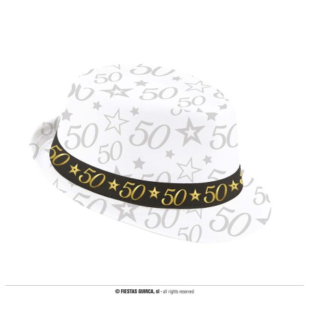 CHAPEAU BORSALINO BLANC ANNIVERSAIRE 50 ANS 