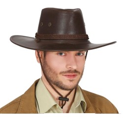 CHAPEAU COW BOY SIMILI CUIRE  MARRON 