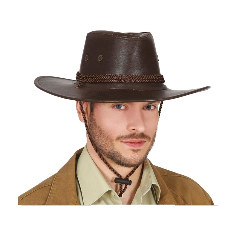 CHAPEAU COW BOY SIMILI CUIRE  MARRON 