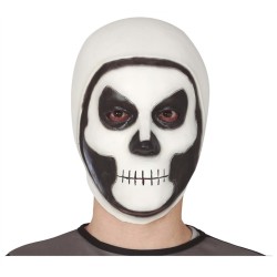 MASQUE LATEX JEU VIDEO GUERRIER NOIR ET BLANC 