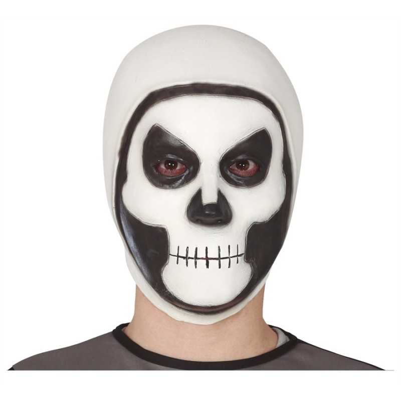 MASQUE LATEX JEU VIDEO GUERRIER NOIR ET BLANC 