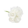 BOUQUET DE 8 ROSES MOUSSES BLANCHES 8 CM SUR TIGE 15 CM