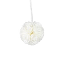 BOULE DE ROSES MOUSSE BLANCHE 12.5CM