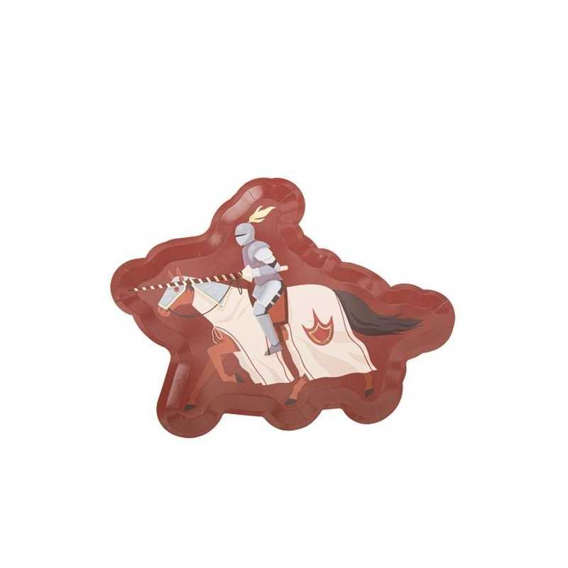 8 ASSIETTES CHEVALIER BORDEAUX ET OR 22.5 X 28.8 CM
