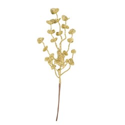 BRANCHE D'EUCALYPTUS PAILLETTES OR 30 CM 