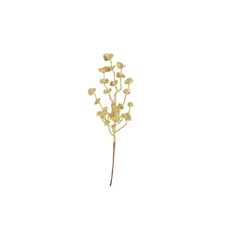 BRANCHE D'EUCALYPTUS PAILLETTES OR 30 CM 