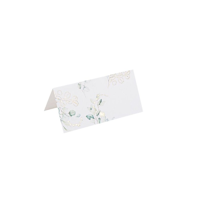 10 MARQUE-PLACES SAUGE GREEN BLANCS VERT SAUGE ET OR 8 X 4 CM 