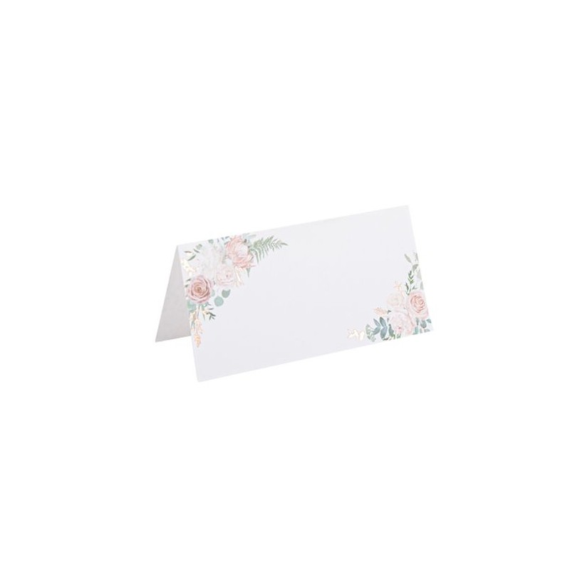 10 MARQUE-PLACES PEONY ROSE GOLD ET VEGETAL 8 X 4 CM 