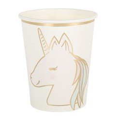 8 GOBELETS PASTEL ET OR LICORNE 