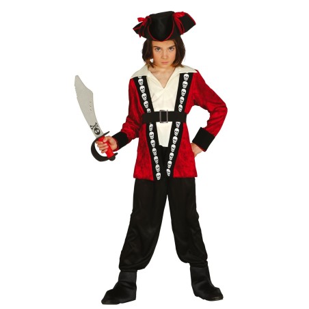 DEGUISEMENT ENFANT PIRATE ROUGE TETE DE MORT TAILLE 10-12 ANS