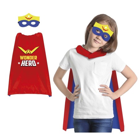 CAPE ET MASQUE BLEU ET ROUGE WONDER HERO 