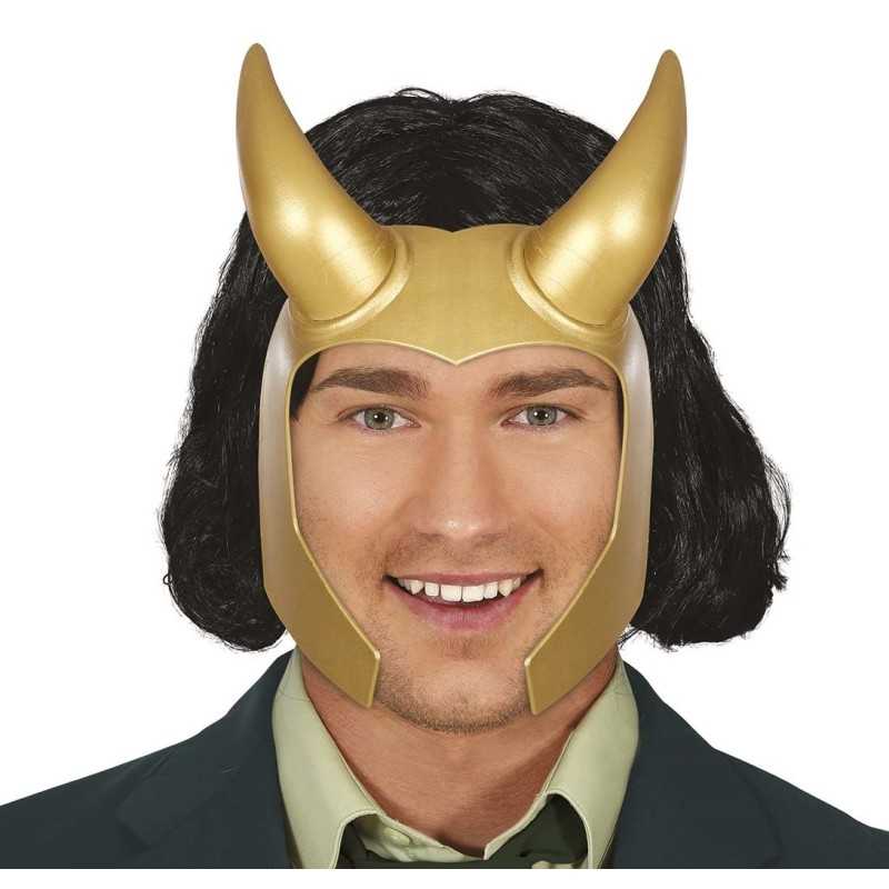 CASQUE DE SUPERHEROS DORE AVEC CORNES