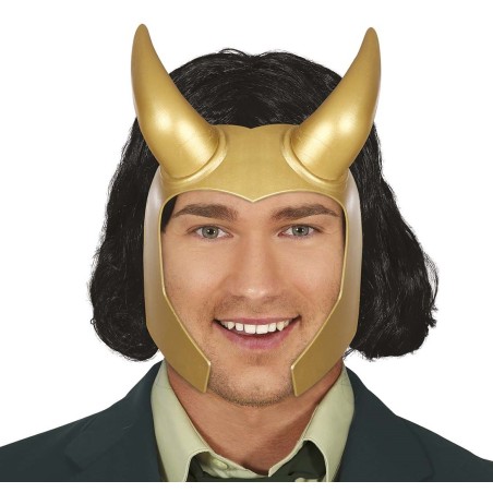 CASQUE DE SUPERHEROS DORE AVEC CORNES