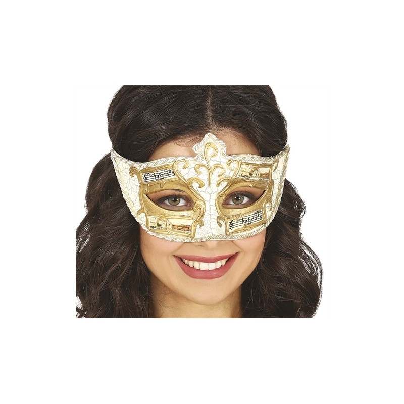 DEMI-MASQUE OU LOUP VENITIEN OR ET MOTIFS PARTITIONS