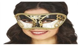 DEMI-MASQUE OU LOUP VENITIEN OR NOIR ET BLANC