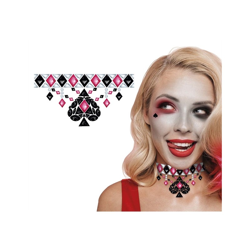 BIJOUX OU STRASS DE VISAGE RAS DE COU NOIR ET ROUGE HARLEY DANGEROUS GIRL