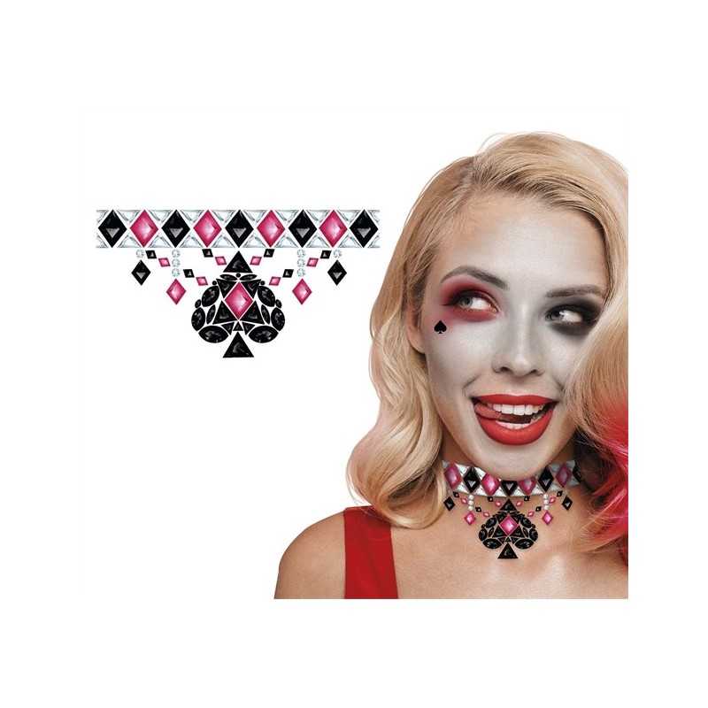 BIJOUX OU STRASS DE VISAGE RAS DE COU NOIR ET ROUGE HARLEY DANGEROUS GIRL