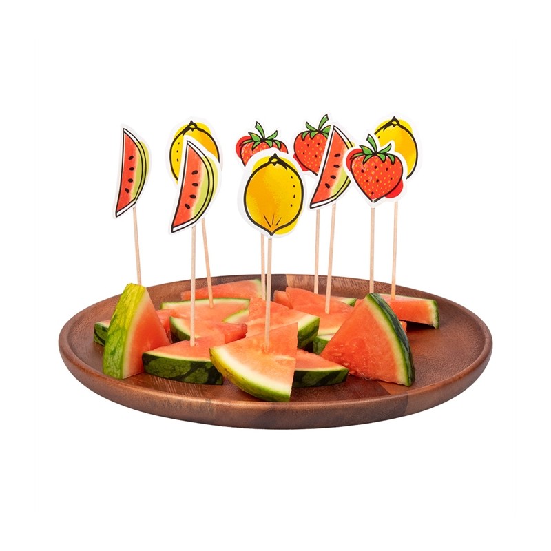 SET 12 BATONNETS COCKTAIL FRUITS 12 CM 