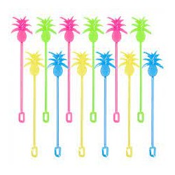 SET DE 12 BATONNETS D'ANANAS 4 COULEURS 23.5 CM 