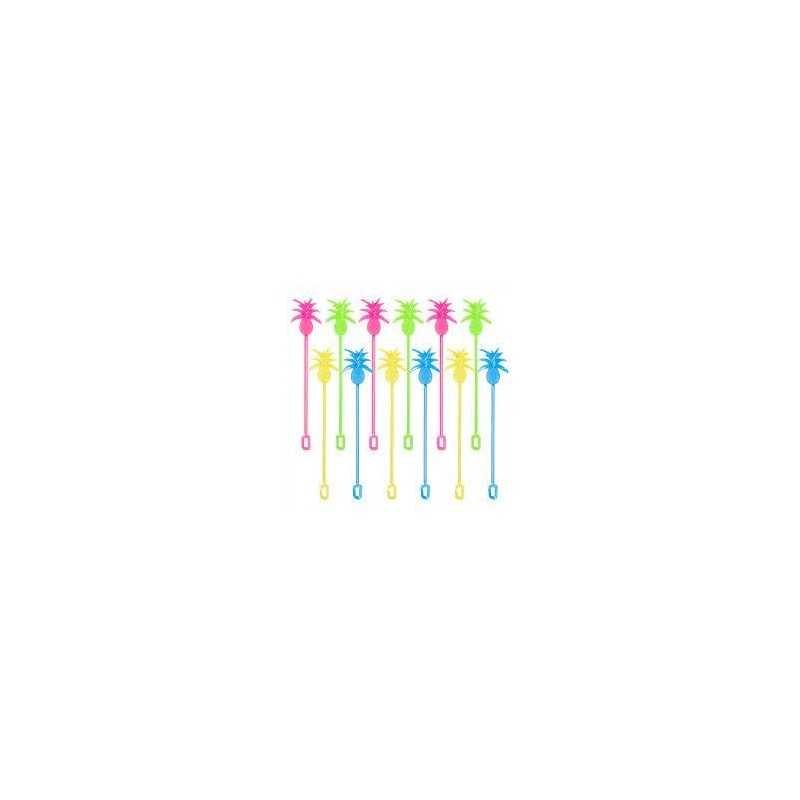 SET DE 12 BATONNETS D'ANANAS 4 COULEURS 23.5 CM 