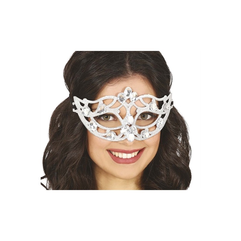 MASQUE LOUP ARGENT AVEC PAILLETTES