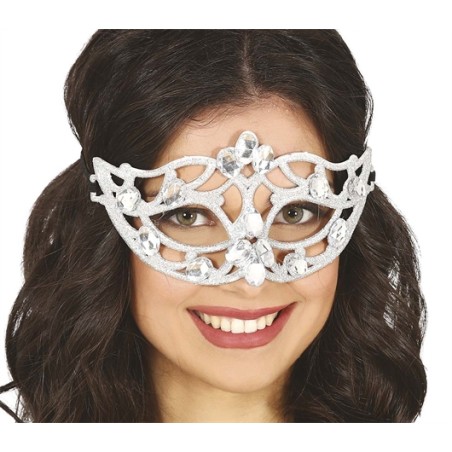 MASQUE LOUP ARGENT AVEC PAILLETTES