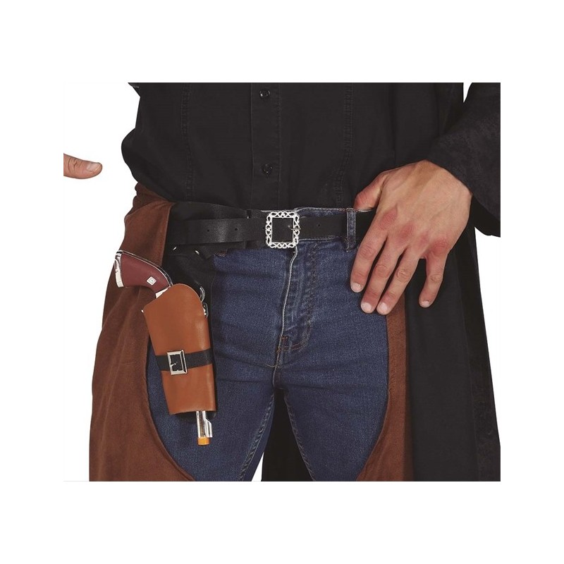 HOLSTER NOIR ET MARRON AVEC PISTOLET 25 CM WESTERN  HOLSTER NOIR ET MARRON AVEC PISTOLET 25 CM WESTERN