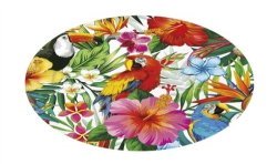 SACHET DE 6 ASSIETTES FEUILLES TROPICALES COLOREES 33 X 33 CM 