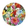 SACHET DE 6 ASSIETTES FEUILLES TROPICALES COLOREES 33 X 33 CM 
