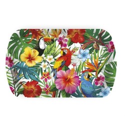 PLATEAU FEUILLES TROPICALES COLORE 39 X 24 CM EN PLASTIQUE