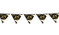 GUIRLANDE FANIONS 18 ANS NOIR OR ET BLANC