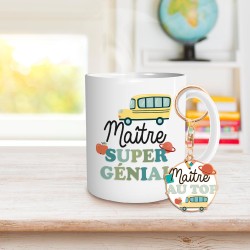 COFFRET CADEAU MAITRE AU TOP MUG + PORTE CLE