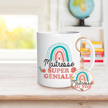 COFFRET CADEAU MAITRESSE AU TOP MUG + PORTE CLE