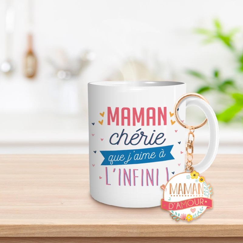 COFFRET CADEAU MAMAN D'AMOUR MUG + PORTE CLE