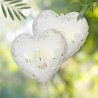 BALLON METALLIQUE COEUR BAPTEME BLANC ET OR 35 CM