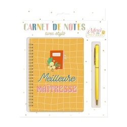 COFFRET CADEAU MEILLEURE MAITRESSE CARNET DE NOTES ET STYLO