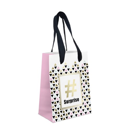 SAC CADEAU PM SURPRISE NOIR OR ROSE ET MENTHE