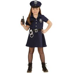 DEGUISEMENT ENFANT POLICIERE FILLE ROBE BLEUE TAILLE 128 CM