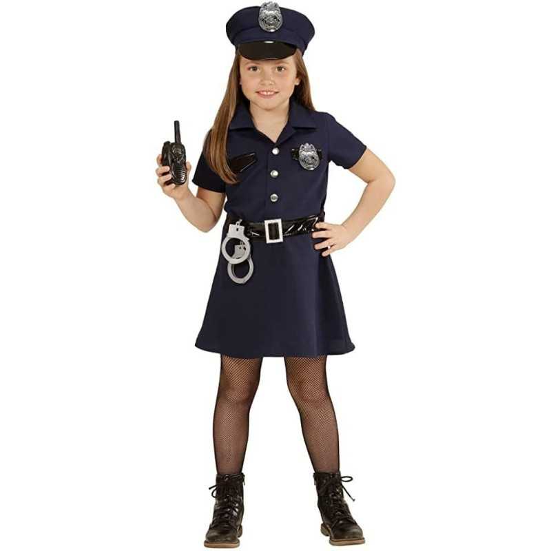 DEGUISEMENT ENFANT POLICIERE FILLE ROBE BLEUE TAILLE 128 CM