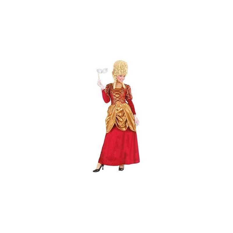 DEGUISEMENT FEMME MARQUISE ROUGE ET OR TAILLE S