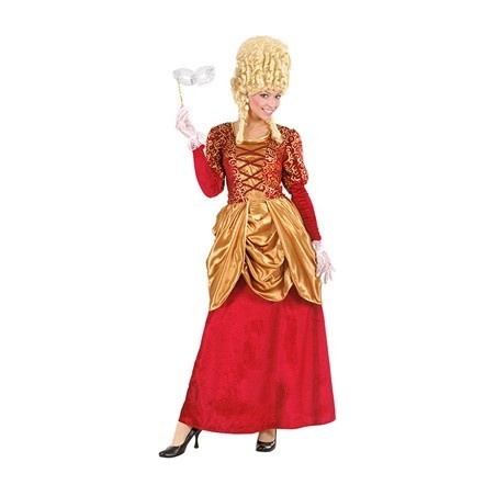 DEGUISEMENT FEMME MARQUISE ROUGE ET OR TAILLE S