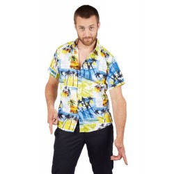 CHEMISE HAWAIENNE BLEU TAILLE S-M