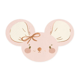 20 SERVIETTES PETITE SOURIS ROSE ET OR 32 X 20 CM