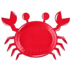 10 ASSIETTES CRABE ROUGE THEME DE LA MER 20 X 27 CM 