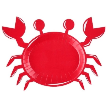 10 ASSIETTES CRABE ROUGE THEME DE LA MER 20 X 27 CM 