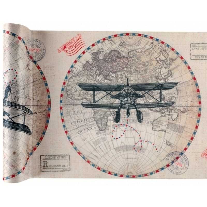CHEMIN DE TABLE VOYAGES TOUR DU MONDE 30 CM X 3 METRE