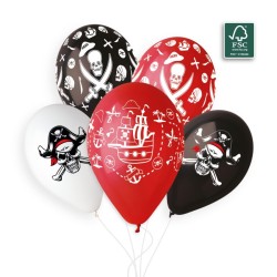 5 BALLONS LATEX BIO PIRATES 33CM NOIR 